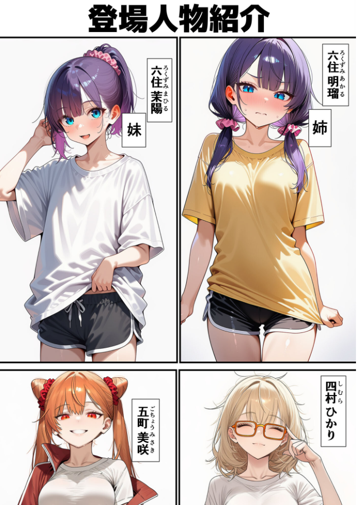 【エロ漫画】 六住姉妹の露出騒動 モザイク版 朝露まほし あいラビ サンプル画像
