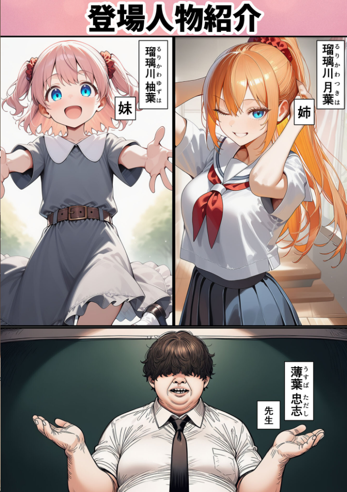 【エロ漫画】 瑠璃川姉妹の羞恥被害 モザイク版 朝露まほし あいラビ サンプル画像