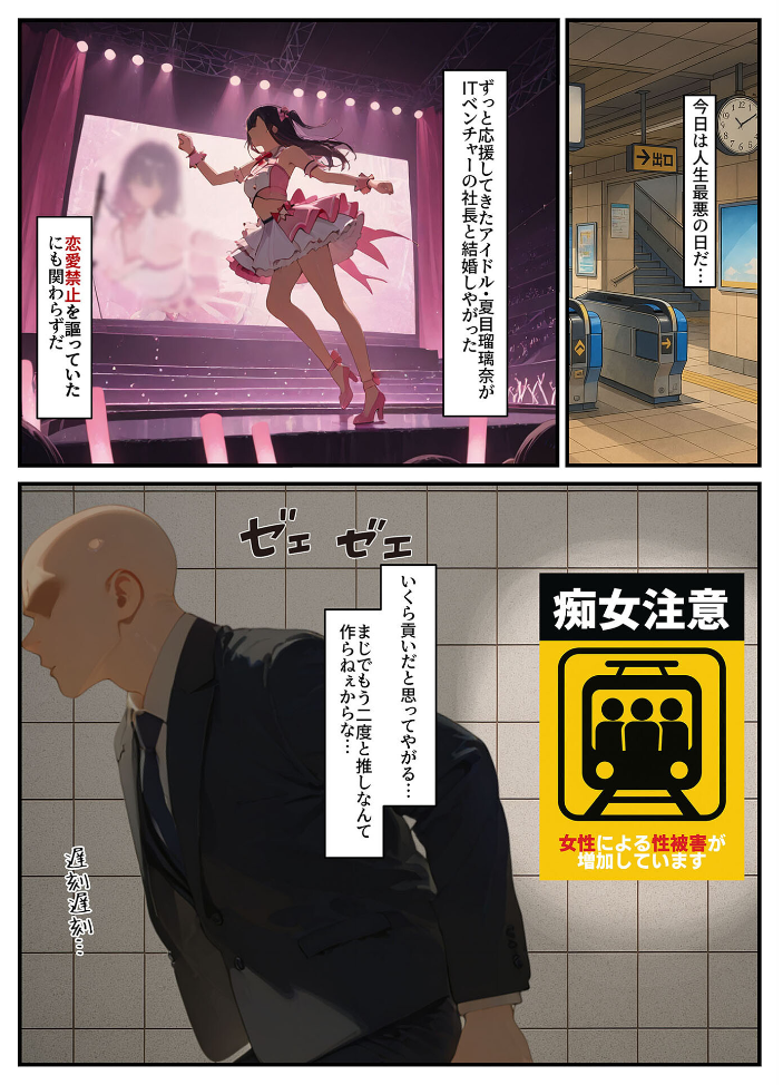 【エロ漫画】 貞操逆転世界では元推し達が処女をこじらせてチ●媚びしてくる モザイク版 はらいでか あいラビ サンプル画像
