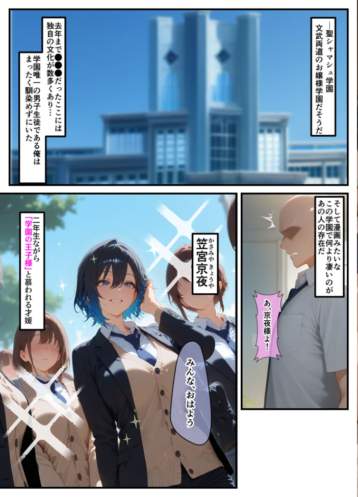 【エロ漫画】 女学園の王子様♀の百合ハーレムの竿係になった モザイク版 はらいでか あいラビ サンプル画像
