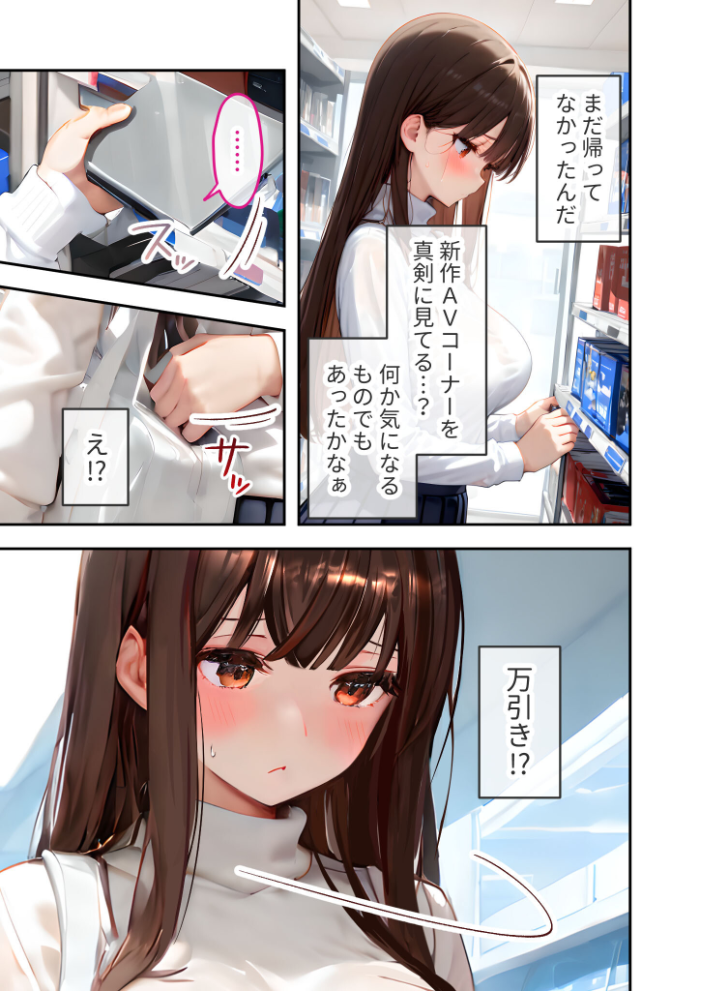 【エロ漫画】 万引き娘はお仕置き希望 〜巨乳痴女のどすけべAVごっこ〜 モザイク版 ラビットフット サンプル画像
