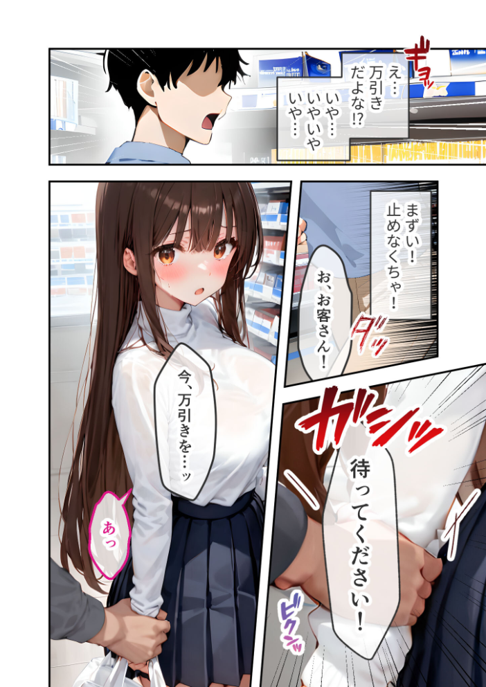 【エロ漫画】 万引き娘はお仕置き希望 〜巨乳痴女のどすけべAVごっこ〜 モザイク版 ラビットフット サンプル画像