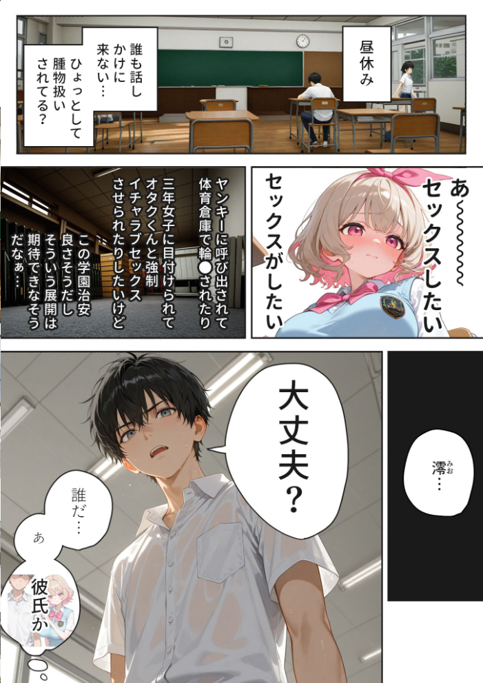 【エロ漫画】 キモおじ⇔●●入れ替わり【2】クラスの男子誰の●●●●孕●かな?モザイク版 愛・筋肉博 あいラビ サンプル画像