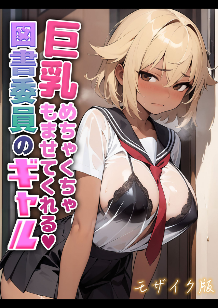 【エロ漫画】 巨乳めちゃくちゃもませてくれる図書委員のギャル モザイク版  にゃぷそでぃ あいラビ サンプル画像