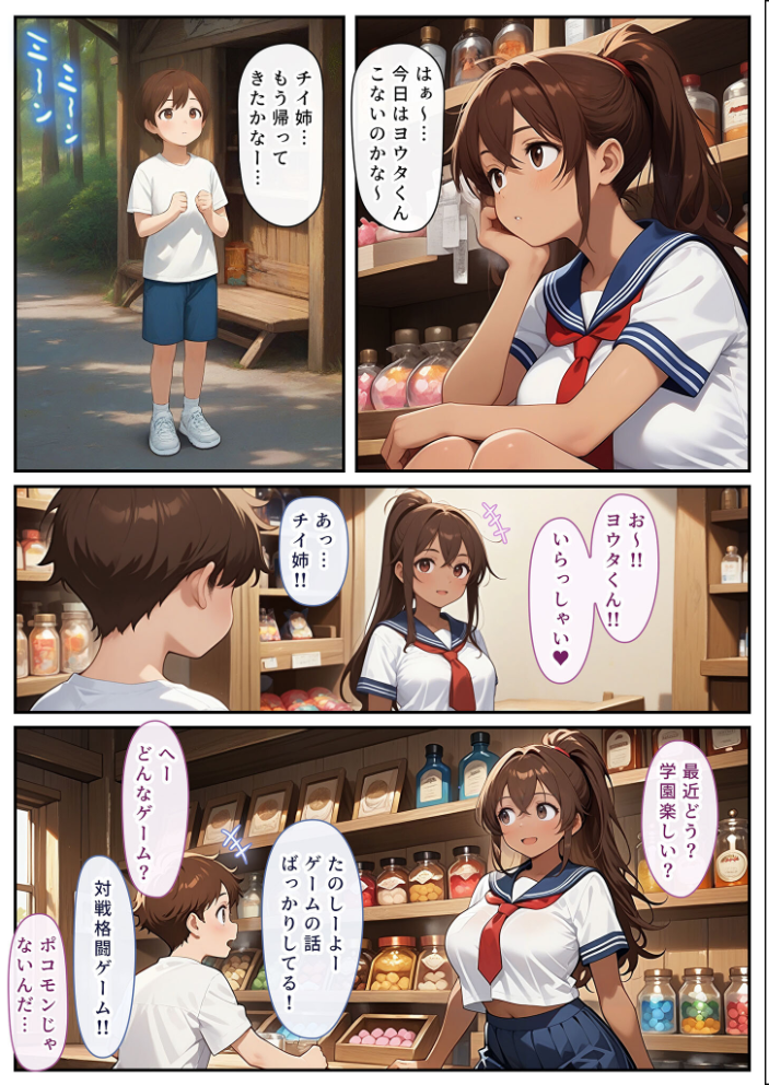 【エロ漫画】 ゲーミングお姉ちゃん【褐色巨乳ギャル姉と格ゲー勝負で精通ボーイ！コマンドミスでティウンティウン！】 モザイク版  にゃぷそでぃ あいラビ サンプル画像