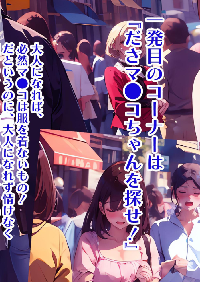 【エロ漫画】 常識改変バラエティ！ おとなチャレンジ 〜街ゆく女性にチン凸インタビュー！〜 モザイク版  ラビットフット サンプル画像