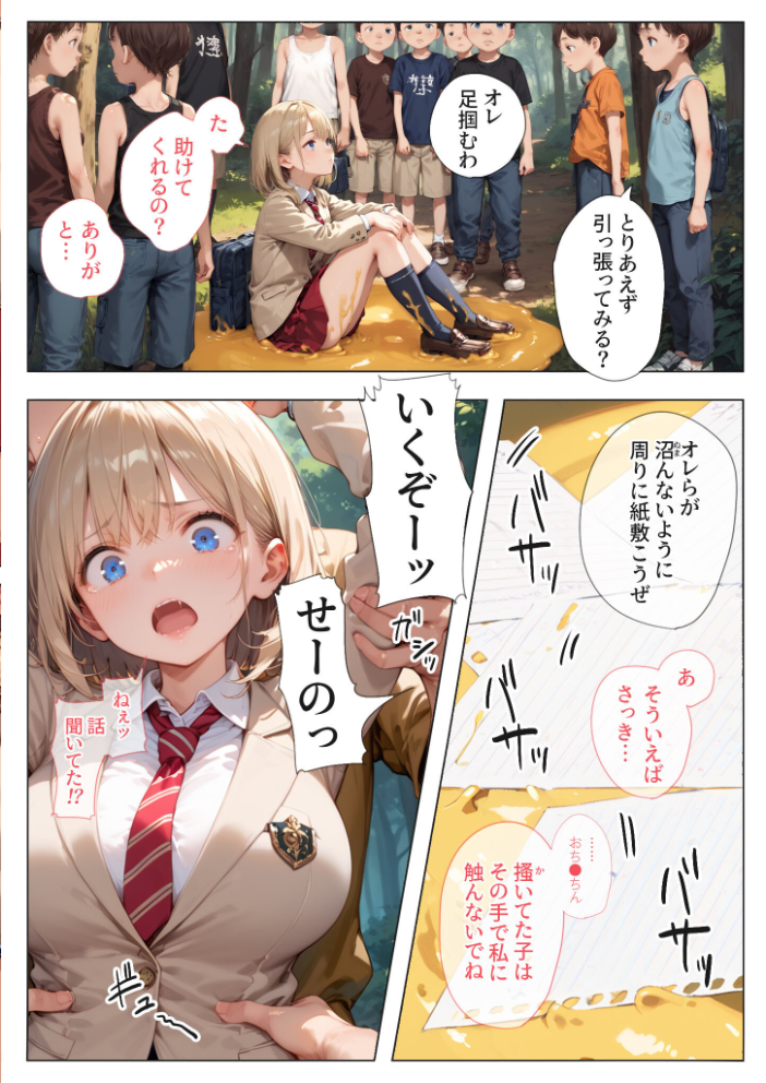 【エロ漫画】 おねぇちゃんどうしたのw？〜囲まれ〇され壊される〜 モザイク版  愛・筋肉博 あいラビ サンプル画像