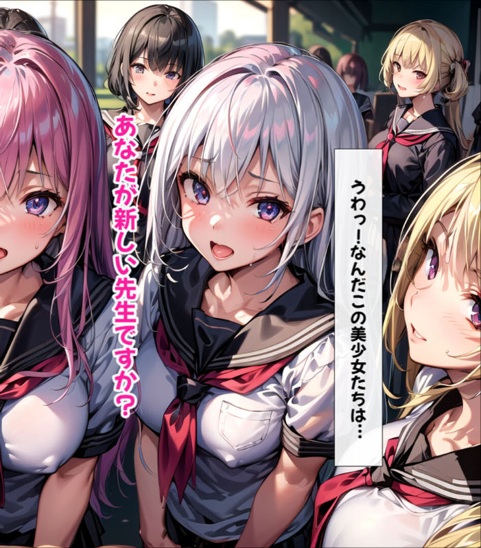 【エロ漫画】 ハーレム女学園〜ハメてもハメても終わらない●●●●だらけのハーレム学園生活〜【1ぺージ1コマのマンガ風完全ストーリー】 モザイク版 変態マジシャン あいラビ サンプル画像