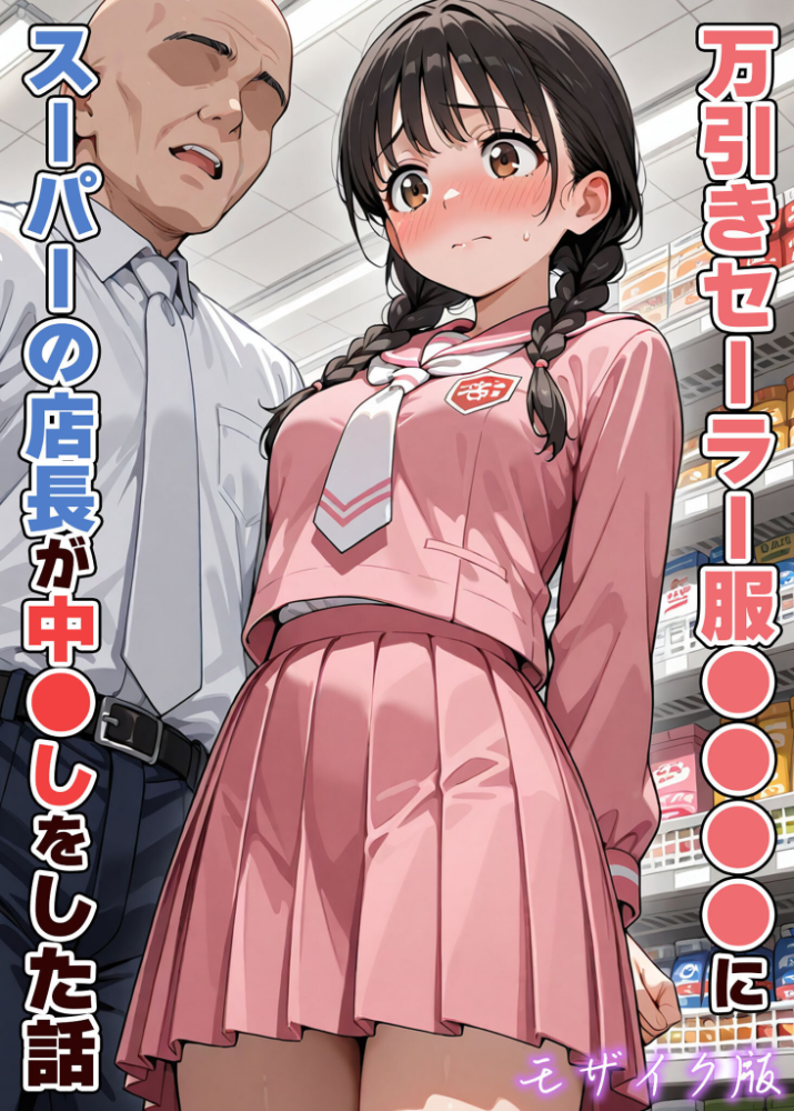 【エロ漫画】 万引きセーラー服●●●●にスーパーの店長が中●しをした話 モザイク版 AIザッハトルテ あいラビ サンプル画像