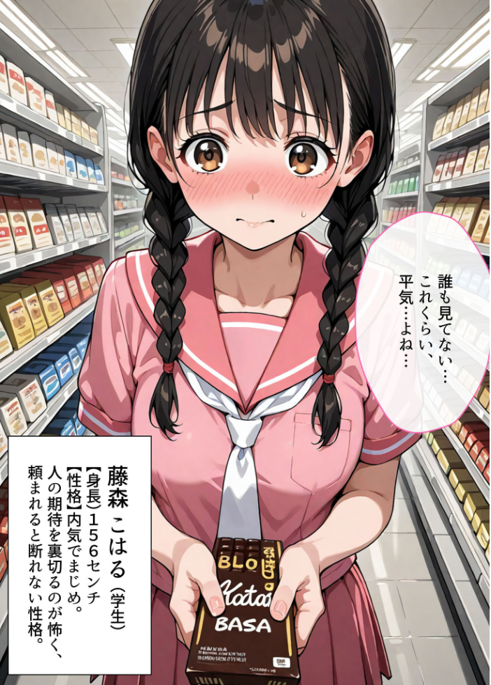 【エロ漫画】 万引きセーラー服●●●●にスーパーの店長が中●しをした話 モザイク版 AIザッハトルテ あいラビ サンプル画像