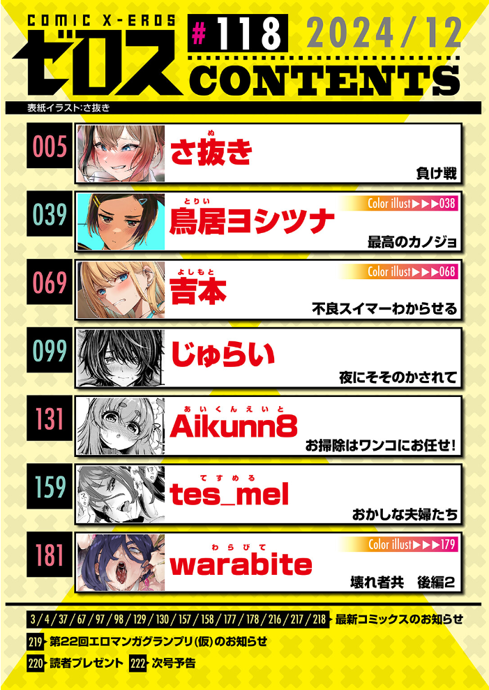 【エロ漫画】 COMIC ゼロス ＃118  さ抜き 鳥居ヨシツナ 吉本 じゅらい tes_mel Aikunn8 warabite サンプル画像