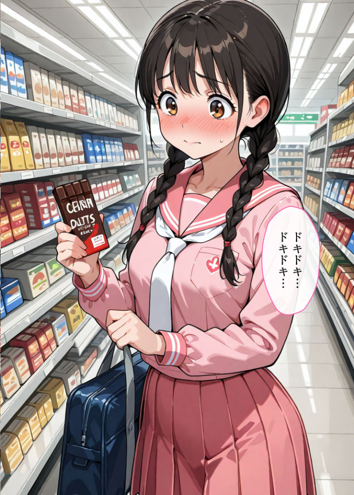【エロ漫画】 万引きセーラー服●●●●にスーパーの店長が中●しをした話 モザイク版 AIザッハトルテ あいラビ サンプル画像