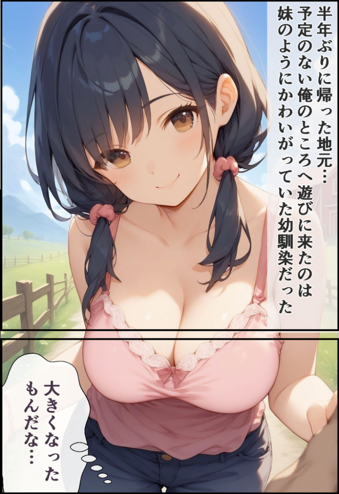 【エロ漫画】 田舎に残してきた幼馴染が、野外H大好きなドスケベ女子になった話 モザイク版  CONV工房 あいラビ サンプル画像