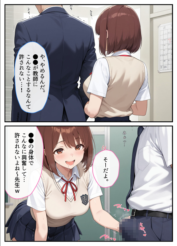 【エロ漫画】 パパ活●●●●が●●指導教師に脅され中●しをした話 モザイク版  AIザッハトルテ あいラビ サンプル画像