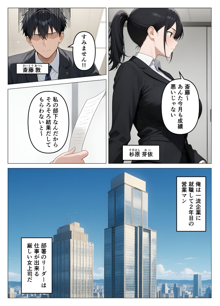 【エロ漫画】 気が強いOLの爆乳女上司を寝取った話 モザイク版  桃色紅茶 あいラビ サンプル画像