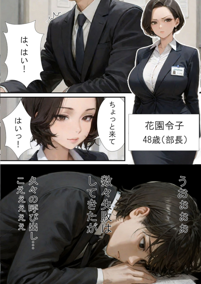 【エロ漫画】 仕事で失敗ばかりの俺が人妻上司(48)と残業したら濡れ濡れセックス始まった話 モザイク版 ラブ熟 あいラビ サンプル画像