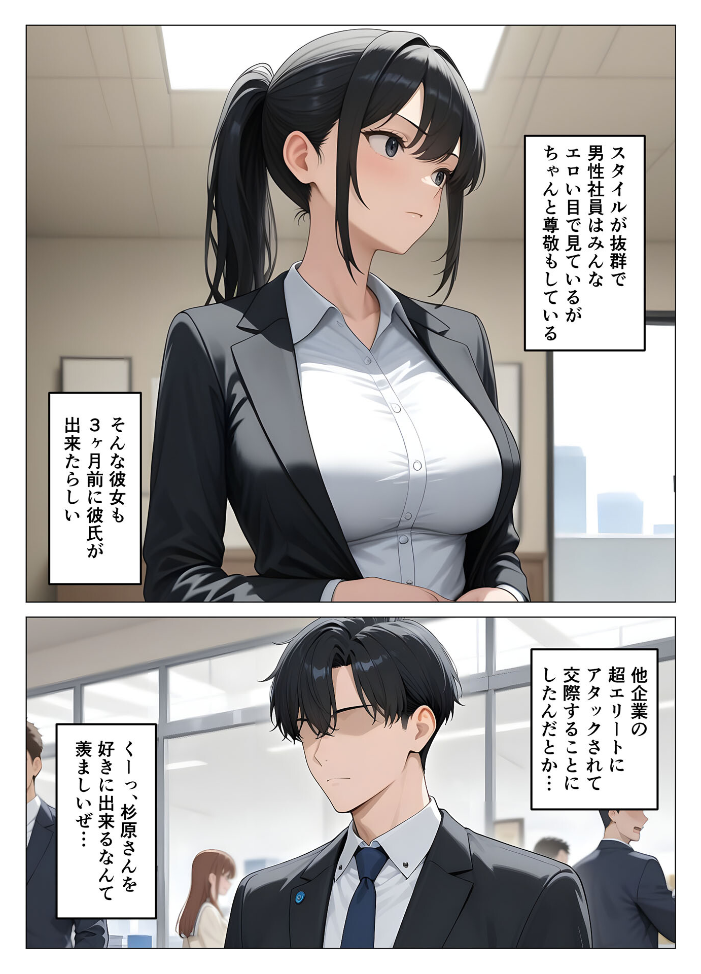 【エロ漫画】 気が強いOLの爆乳女上司を寝取った話 モザイク版  桃色紅茶 あいラビ サンプル画像