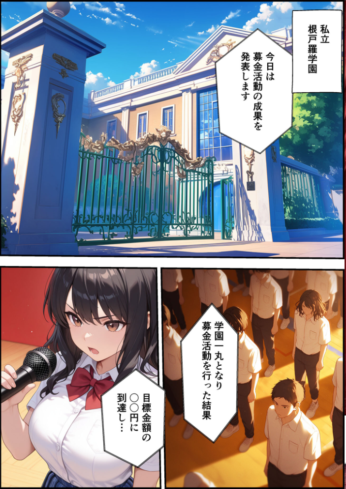 【エロ漫画】 上級国民に支配された学園生徒会長が学園を守るため処女喪失ショーを行う話 モザイク版 バベル太郎 あいラビ サンプル画像