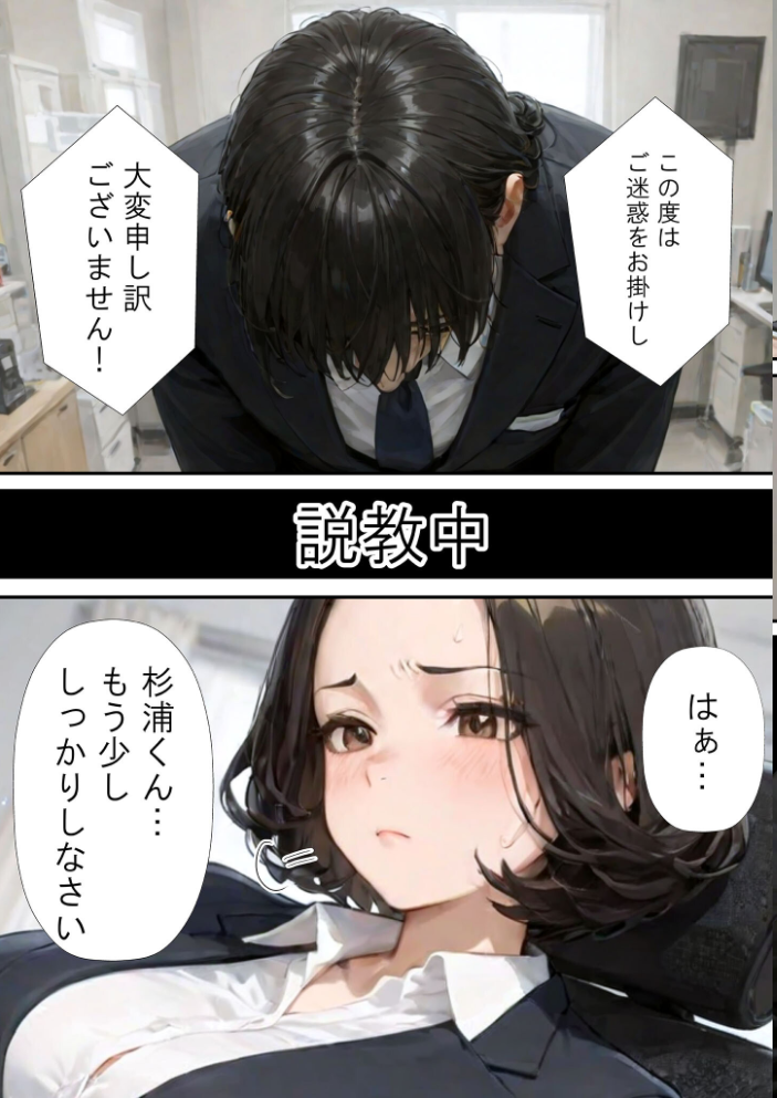 【エロ漫画】 仕事で失敗ばかりの俺が人妻上司(48)と残業したら濡れ濡れセックス始まった話 モザイク版 ラブ熟 あいラビ サンプル画像
