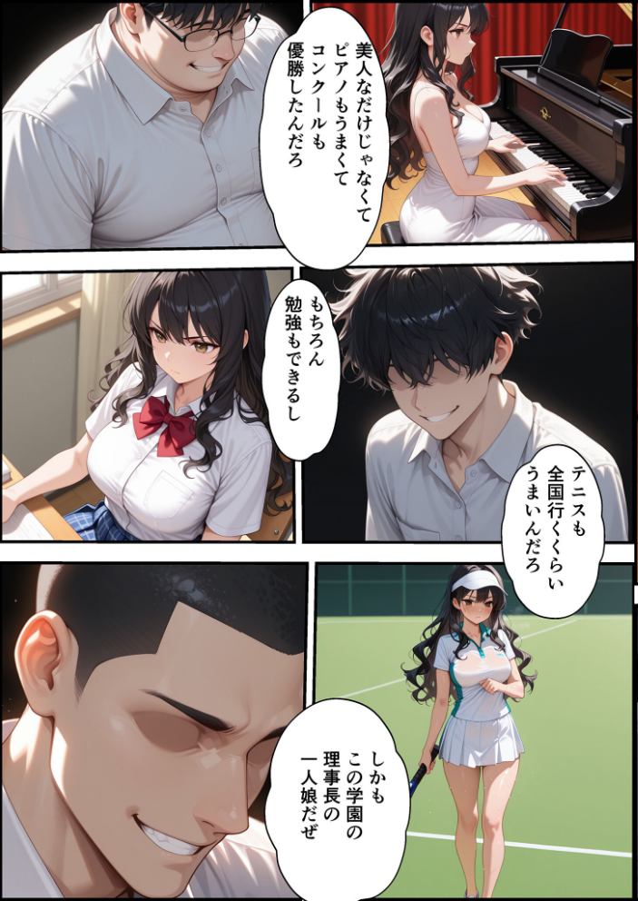 【エロ漫画】 上級国民に支配された学園生徒会長が学園を守るため処女喪失ショーを行う話 モザイク版 バベル太郎 あいラビ サンプル画像