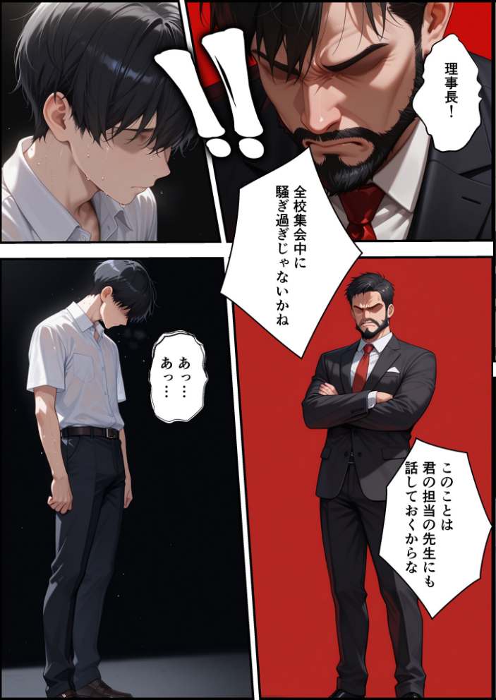 【エロ漫画】 上級国民に支配された学園生徒会長が学園を守るため処女喪失ショーを行う話 モザイク版 バベル太郎 あいラビ サンプル画像