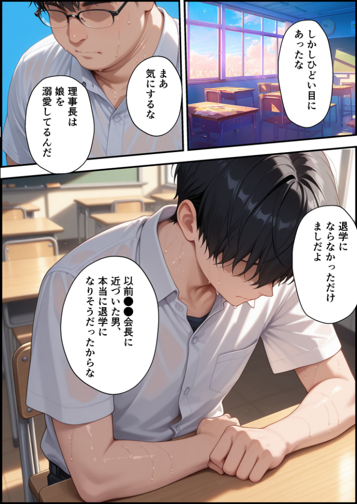 【エロ漫画】 上級国民に支配された学園生徒会長が学園を守るため処女喪失ショーを行う話 モザイク版 バベル太郎 あいラビ サンプル画像