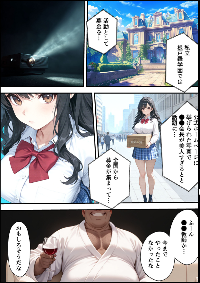 【エロ漫画】 上級国民に支配された学園生徒会長が学園を守るため処女喪失ショーを行う話 モザイク版 バベル太郎 あいラビ サンプル画像