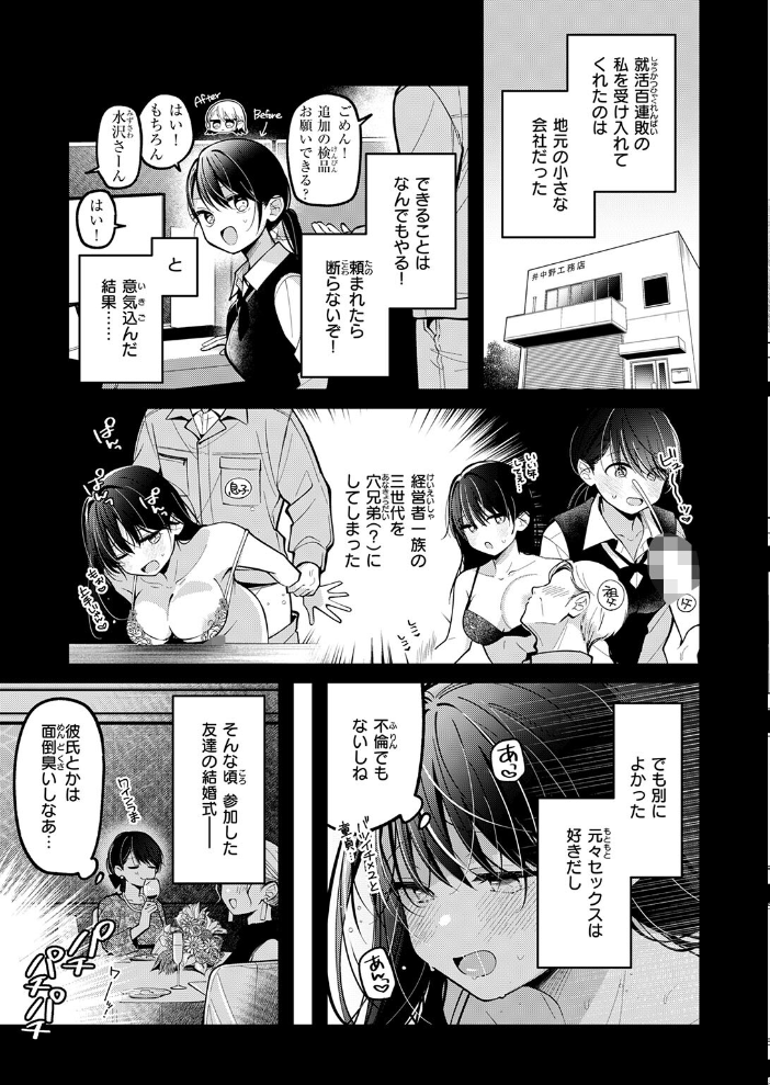 【エロ漫画】OL 巨乳 美女の騎乗位とハメ撮りが続く社内恋愛禁止を破る瞬間!ビッチな後輩とシラフで再開した快感の行方! サンプル画像