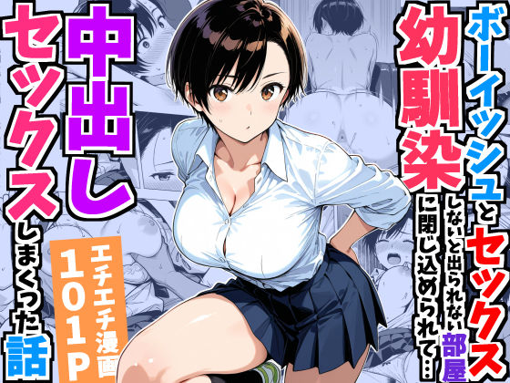 【エロ同人】巨乳幼馴染と閉じ込め部屋で起こるフェラと中出しオナニー全開ラブコメ！！のトップ画像