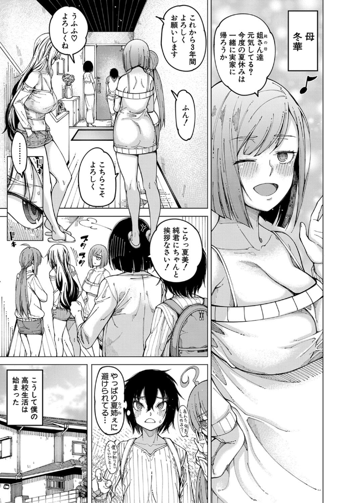 【エロ漫画】姉・妹・母と囲まれるハーレム中出し、複数プレイで孕ませられる夜の居候ライフｗ サンプル画像
