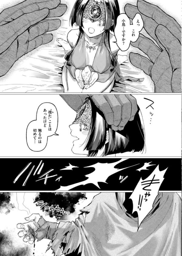 【エロ漫画】美乳の巫女が城で囚われた夜、新しい世話人と逃避行へ――フェラと中出しの約束を交わすパラダイスｗ サンプル画像