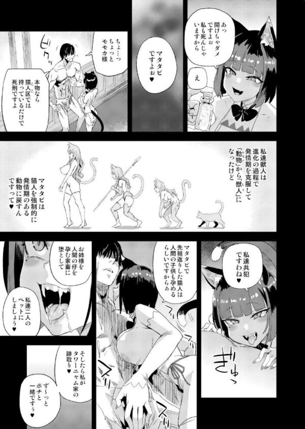 【エロ漫画】猫族娘はヒトを飼うの世界で、双子の猫族にペットとして飼われたヒューマンの私が妹と共謀して違法マタタビで逆転を狙う物語！ サンプル画像