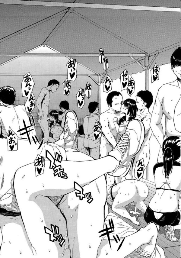 【エロ漫画】学園の巨乳美少女たちと中出し乱交ハーレムを満喫する夜の体育祭w サンプル画像